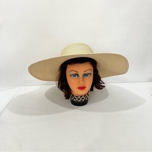 Sunhat Wide Brim Floppy Packable Tan Cream Beige